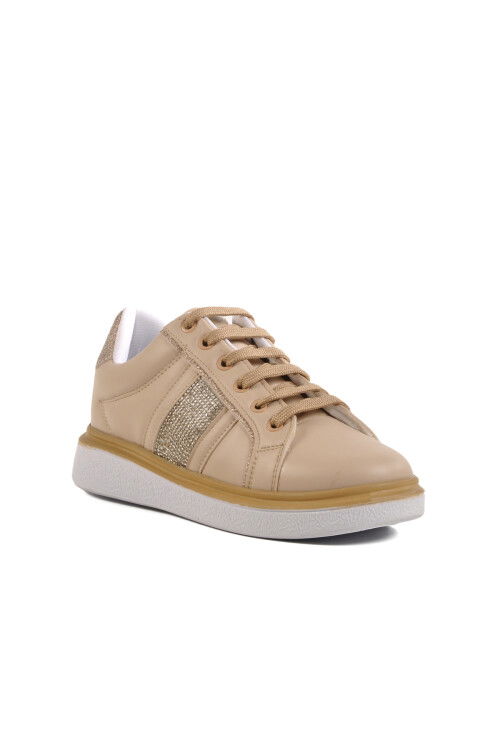 Beige Lace-Up Womens Sneakers 707 Z