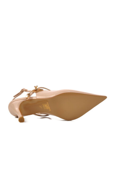 Beige Thin Heeled Womens Evening Shoes 658228 Z