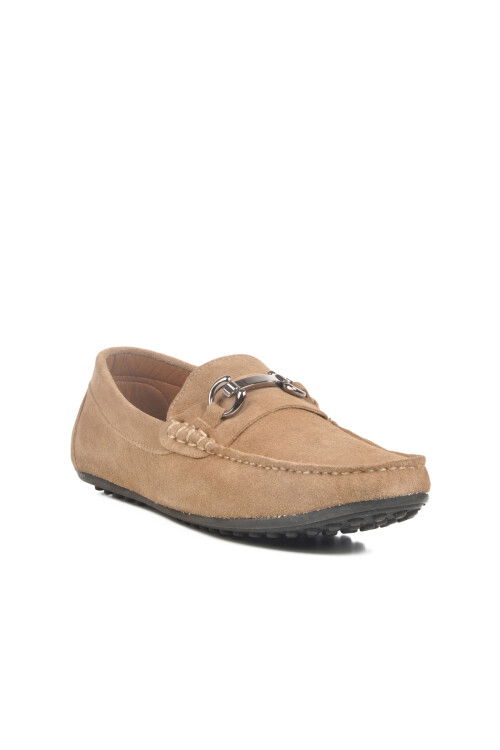 Beige Suede Genuine Leather Mens Casual Shoes Welfare M