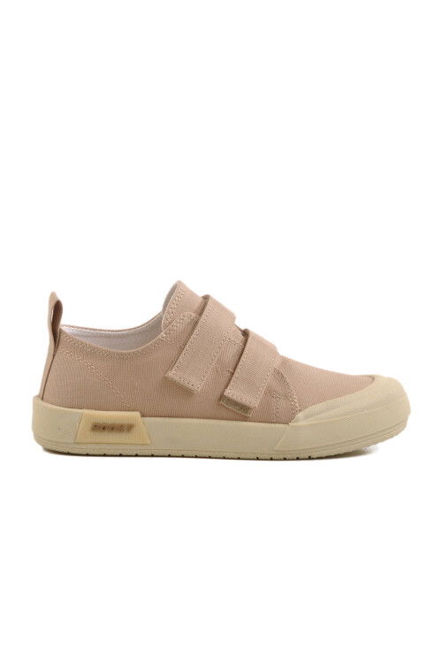 Beige Velcro Linen Boys Sneakers 545 F