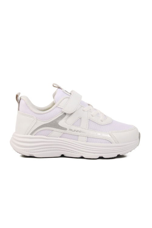 Beyaz Gri Cırtlı Erkek Çocuk Spor Ayakkabı 1880 F