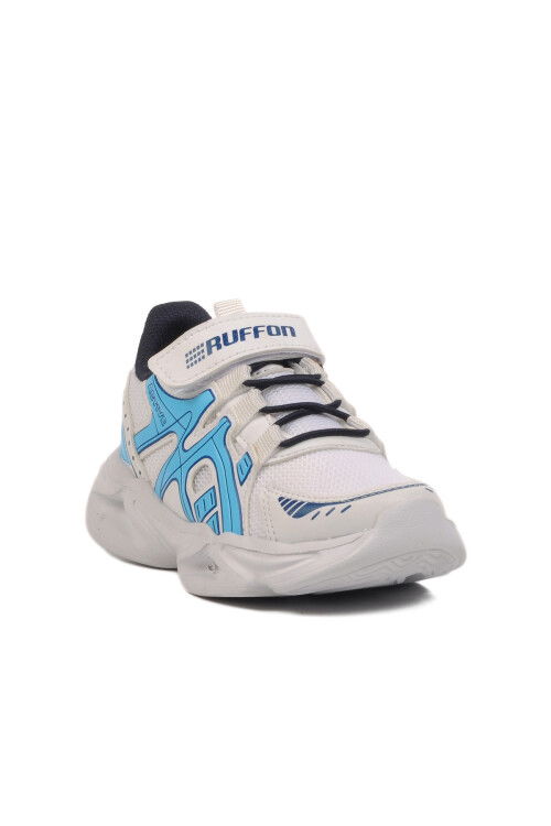 White Navy Blue Velcro Mesh Lightweight Boys Sneakers 2351 P