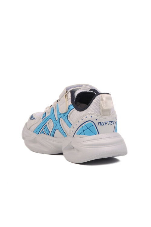 White Navy Blue Velcro Mesh Lightweight Boys Sneakers 2351 P