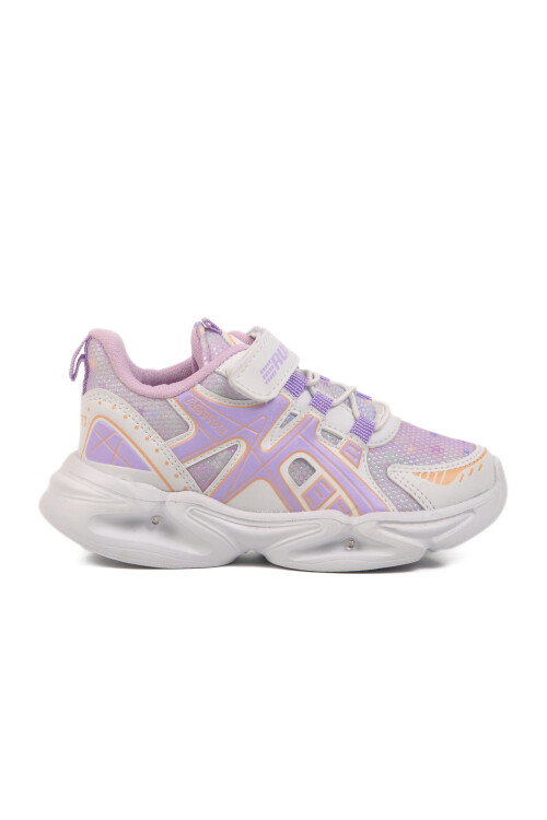White Lilac Velcro Mesh Lightweight Girls Sneakers 2351 P