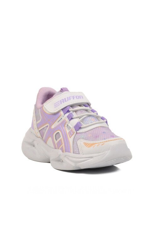 White Lilac Velcro Mesh Lightweight Girls Sneakers 2351 P