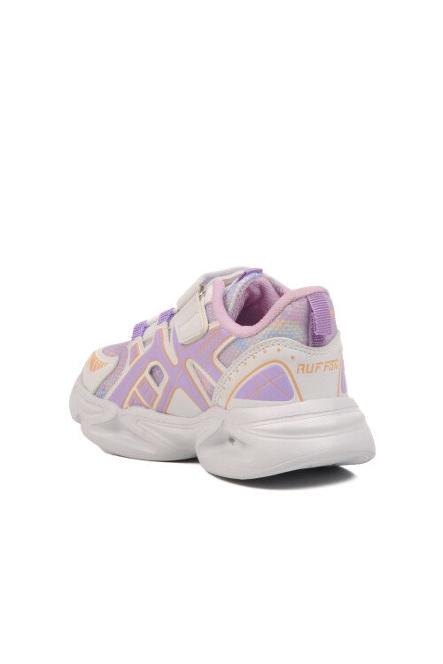 White Lilac Velcro Mesh Lightweight Girls Sneakers 2351 P