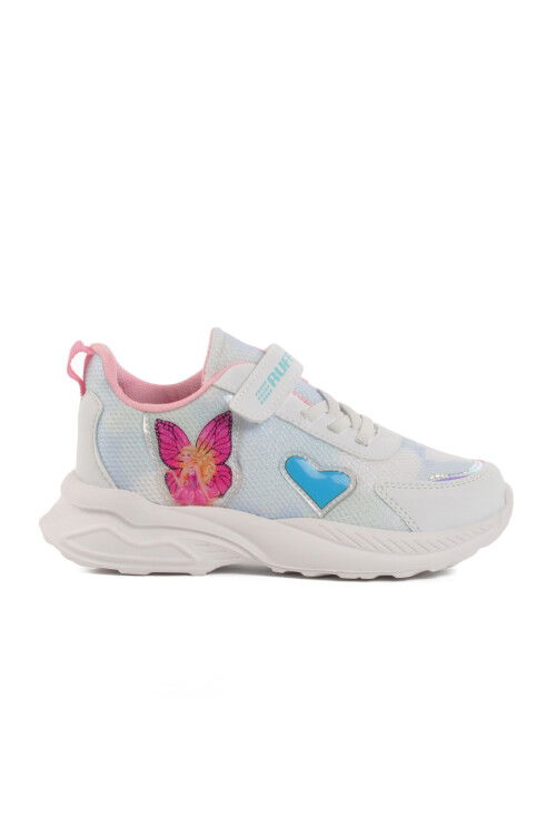 White Blue Velcro Mesh Girls Sneakers Ruffon F