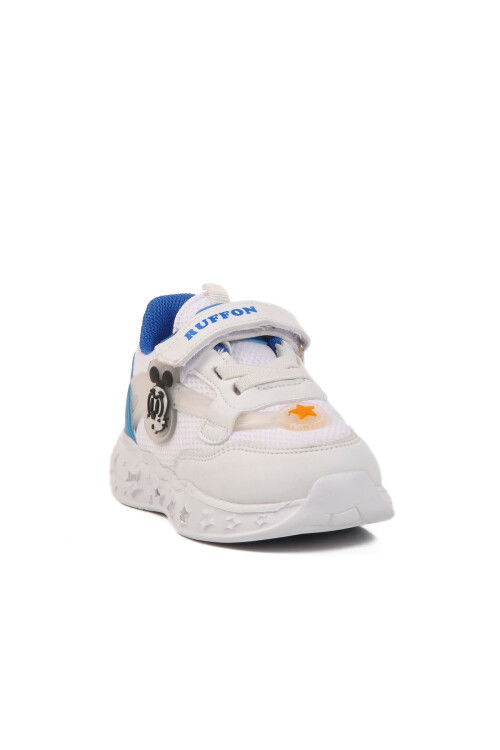 White Blue Velcro Lightweight Unisex Kids Sneakers Ruffon B