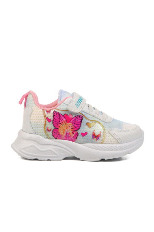 حذاء رياضي للبنات من قماش شبكي باللون الأبيض والأزرق مع شريط فيلكرو من Ruffon P