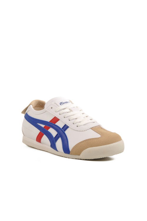 White Blue Laced Unisex Sneakers E-2013 G