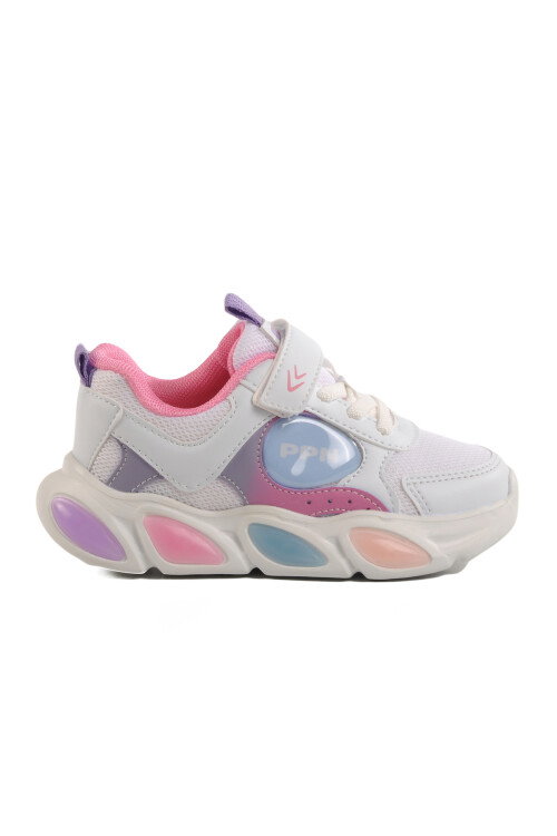 White Velcro Lightweight Girls Sneakers 1901 P