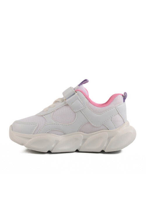 White Velcro Lightweight Girls Sneakers 1901 P