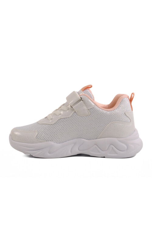 White Velcro Mesh Lightweight Girls Sneakers 1878 F