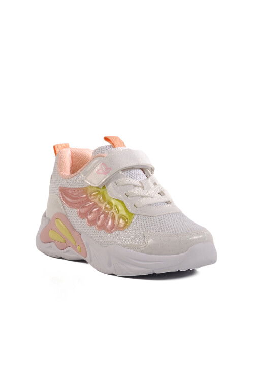 White Velcro Mesh Lightweight Girls Sneakers 1878 F