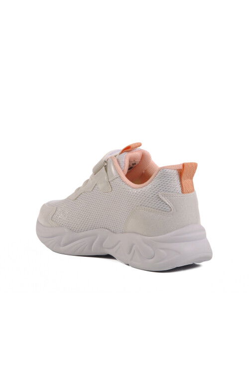 White Velcro Mesh Lightweight Girls Sneakers 1878 F