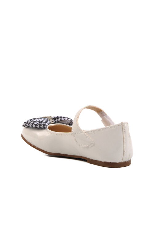 White Patent Leather Girls Bow Ribbon Ballerina Flats 180 P