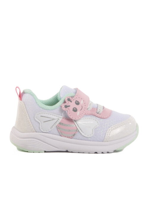 White Velcro Mesh Lightweight Girls Sneakers 1932 I