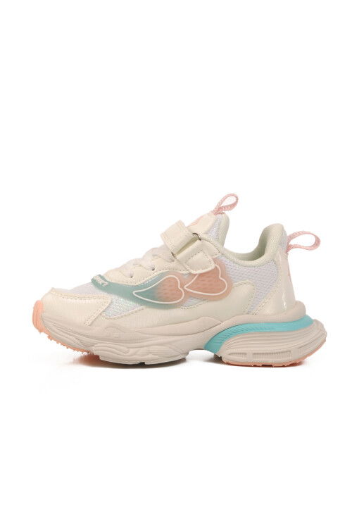 حذاء رياضي خفيف الوزن قابل للتنفس للفتيات باللون الأبيض مزود بشريط فيلكرو موديل 1976 P