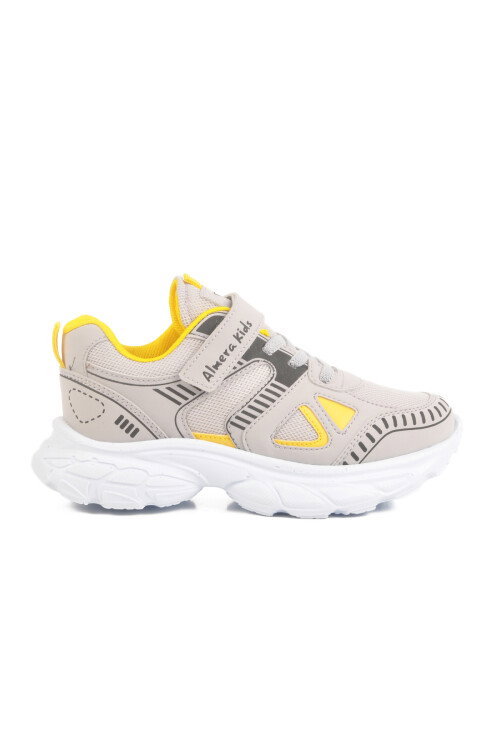 Buz Sarı Cırtlı Fileli Unisex Çocuk Spor Ayakkabı 1500 F