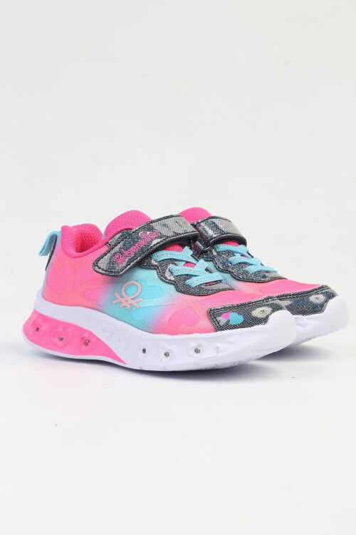 Fuchsia Blue Light Velcro Girls Sports Shoes BNI-10127 P