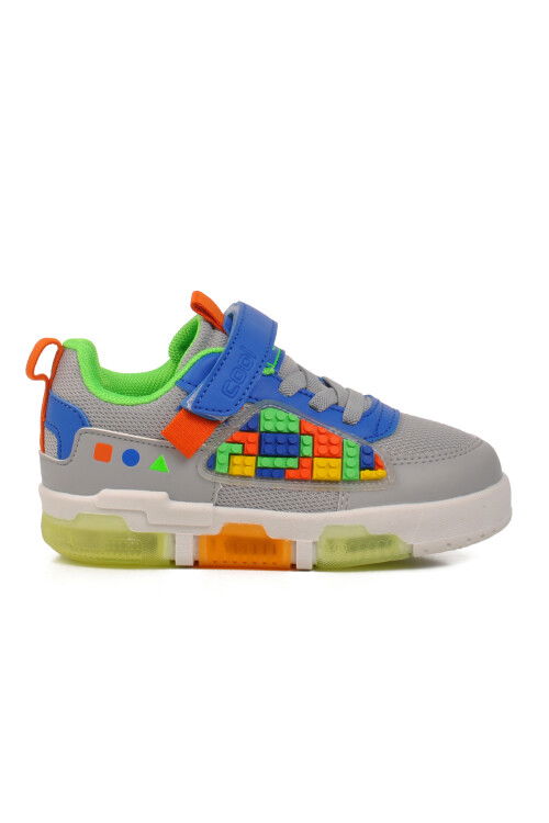 Gray Velcro Light Up Unisex Kids Sneakers Legos P