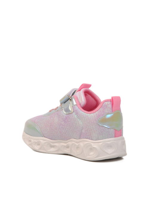 حذاء رياضي فضي مضيء للفتيات مزود بشريط فيلكرو