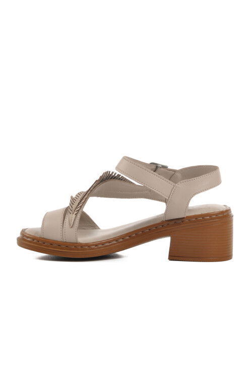 Silver Genuine Leather Womens Heeled Sandals 25020310Y Z