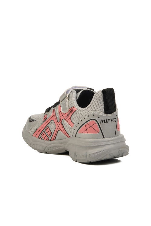 Silver Pink Velcro Mesh Lightweight Girls Sneakers Ruffon F