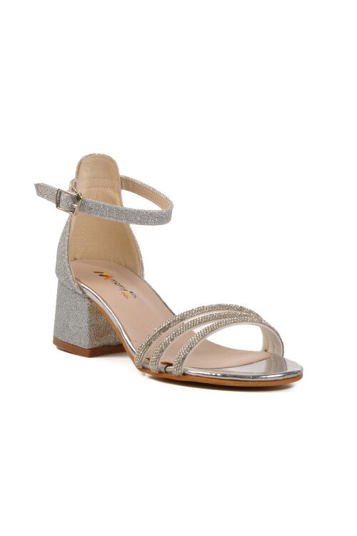 Silver Stone Embroidered Girls Sandals 254 RY 6504 F