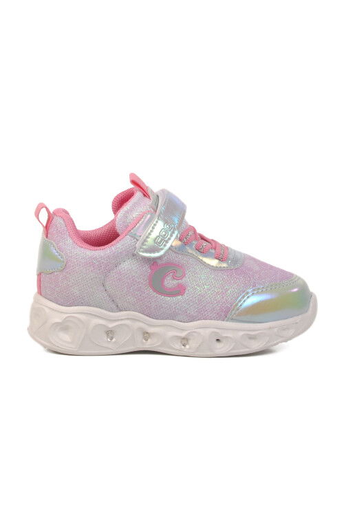Silver Velcro Lighted Girls Sneakers Yuki B