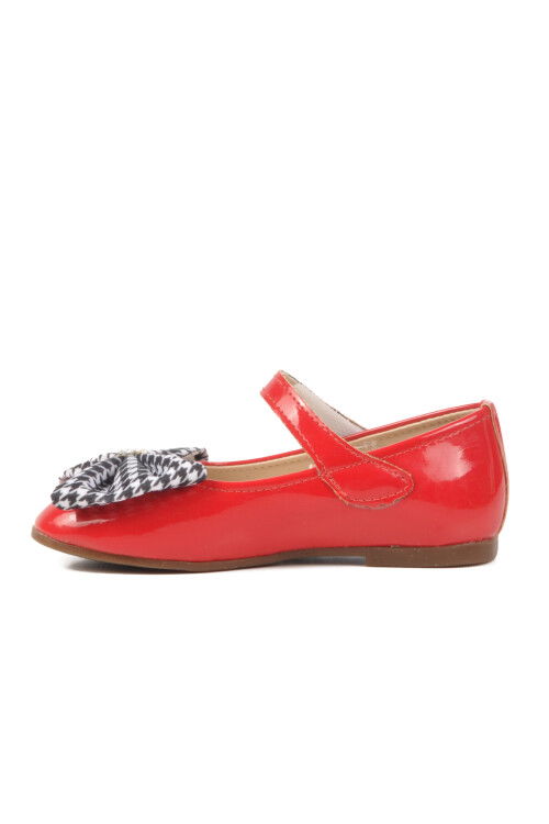 Kırmızı Rugan Kurdeleli Hafif Kız Çocuk Babet 180 B