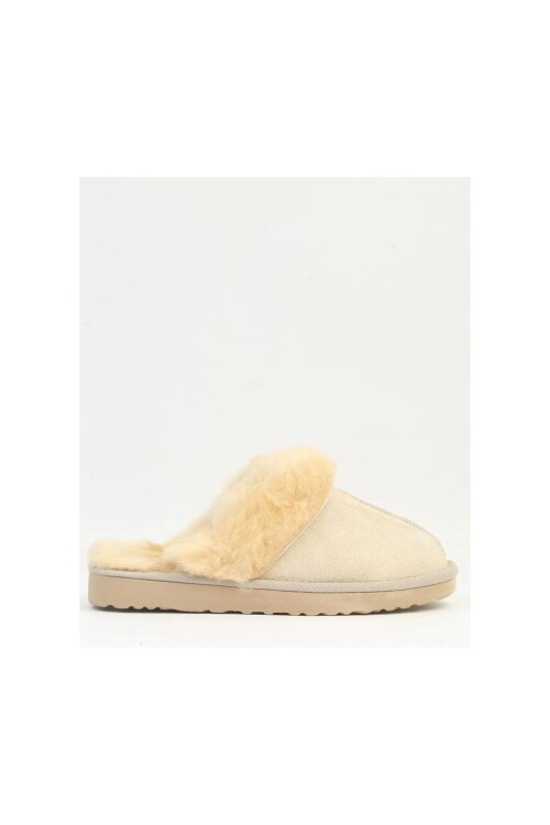 Cream Fur Lined Womens Home Slippers PC-54392 Z