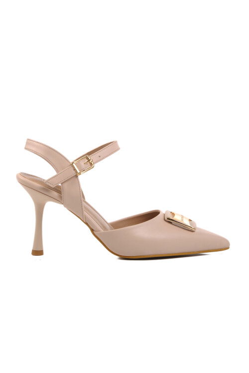 Cream Thin Heeled Womens Evening Shoes PC-54717 Z