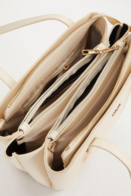 Krem Kadın El ve Omuz Çantası 930206