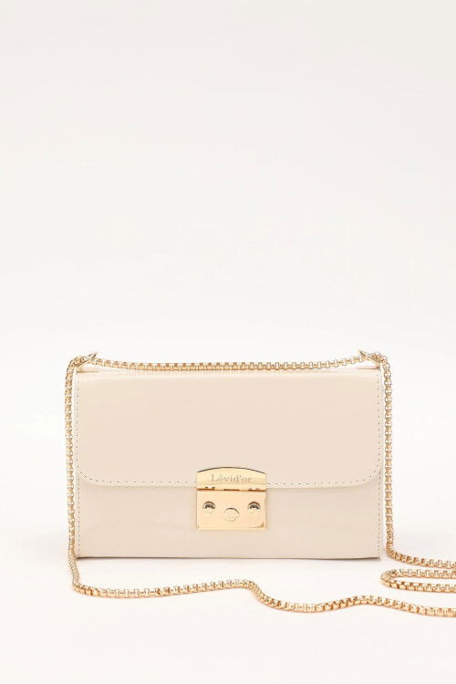 Cream Patent Leather Womens Shoulder Bag 930182