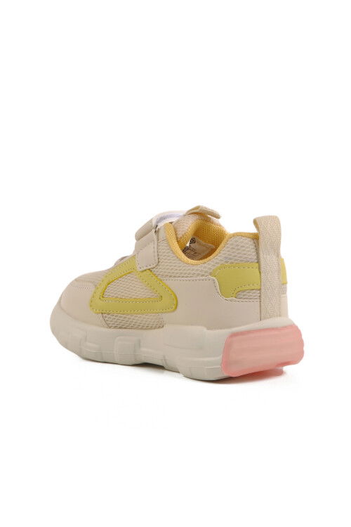 Krem Cırtlı Işıklı Hafif Unisex Çocuk Spor Ayakkabı 1909 B