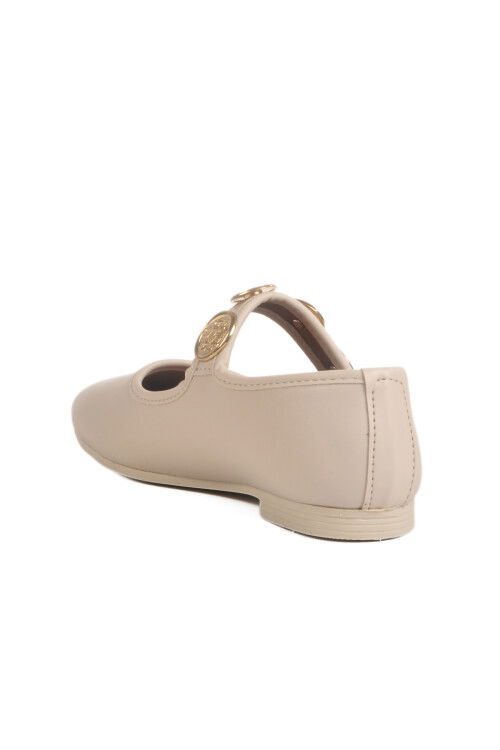Cream Light Thin Sole Belted Womens Ballerinas B-40 Z