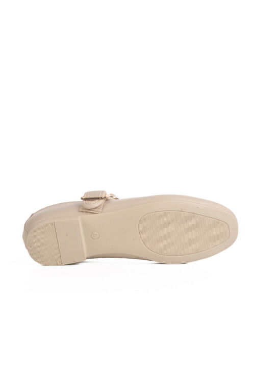 Cream Light Thin Sole Belted Womens Ballerinas B-40 Z