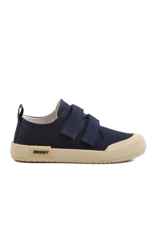 Navy Blue Velcro Linen Boys Sneakers 545 F