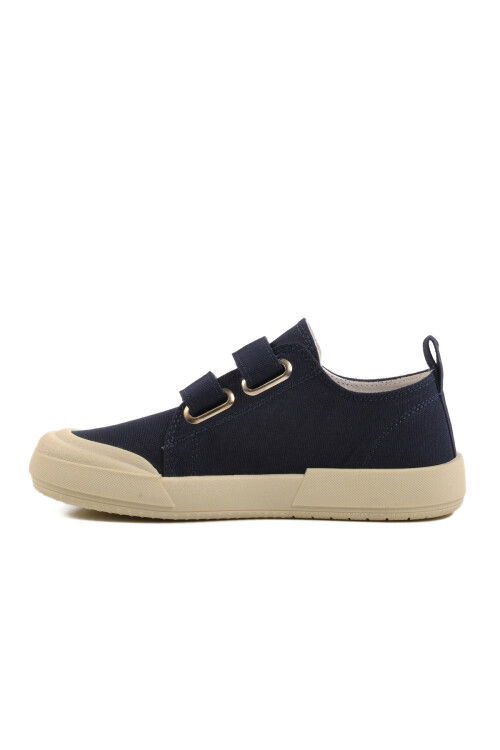 Navy Blue Velcro Linen Boys Sneakers 545 F