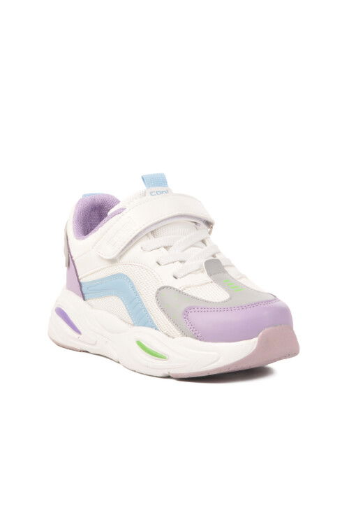Mor Cırtlı Hafif Esnek Kız Çocuk Spor Ayakkabı Toti F