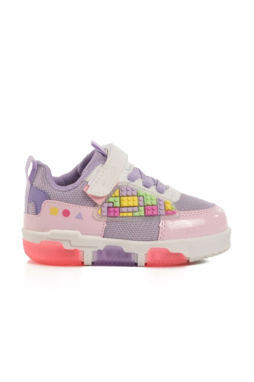 Purple Velcro Mesh Light-Up Boys Sneakers Legos B