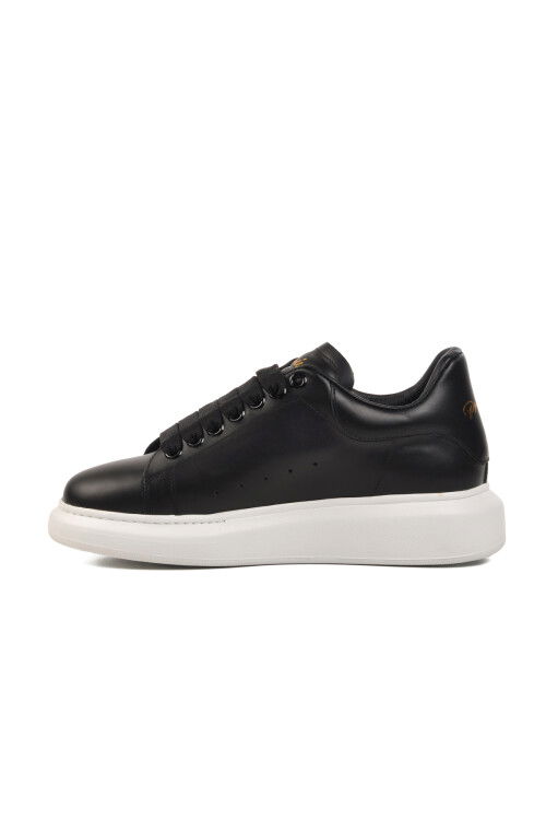 Black and White Genuine Leather Mens Sneaker Premium 02028 M