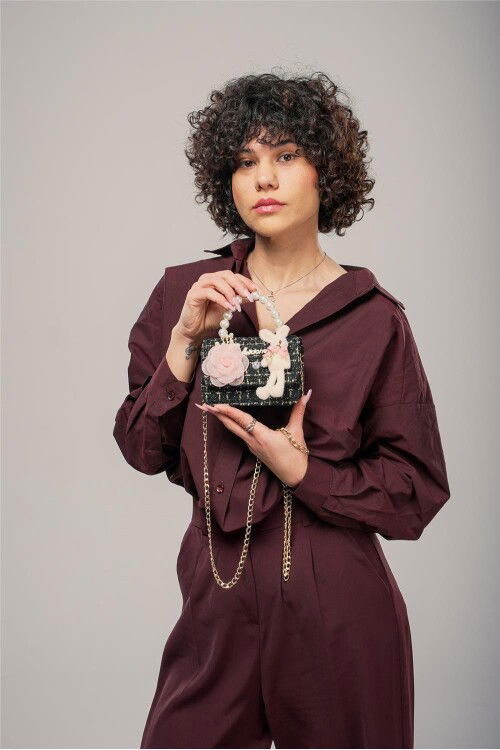 Black and White Womens Hand and Shoulder Bag 17944