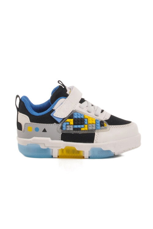 White Velcro Mesh Lighted Boys Sneakers Legos B
