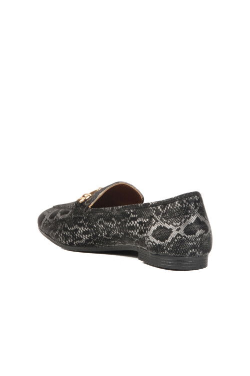 Black Patterned Thin Sole Lightweight Womens Ballerinas B-22 Z