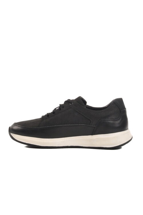 Black Genuine Leather Mens Casual Shoes Pika M
