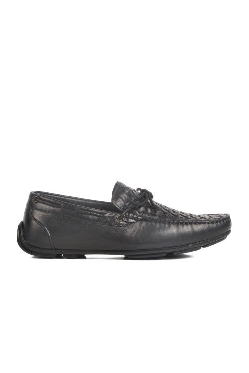 Black Genuine Leather Mens Casual Shoes 2Y0173-163 M