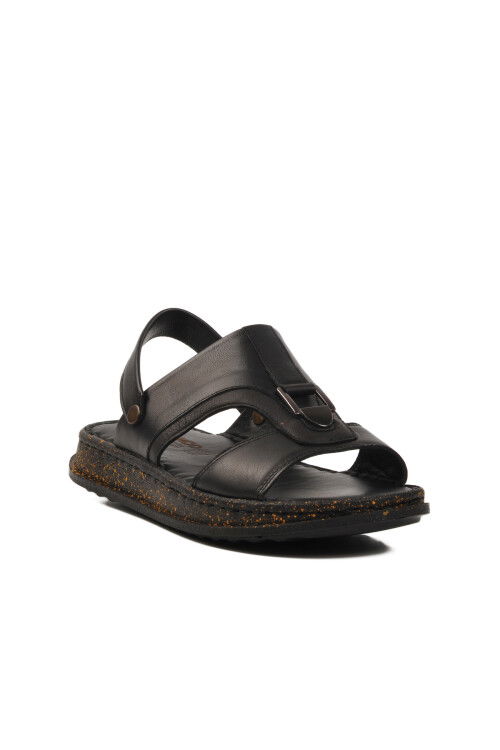 Black Genuine Leather Mens Sandals 2050 M