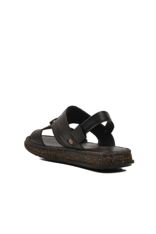 Black Genuine Leather Mens Sandals 2050 M
